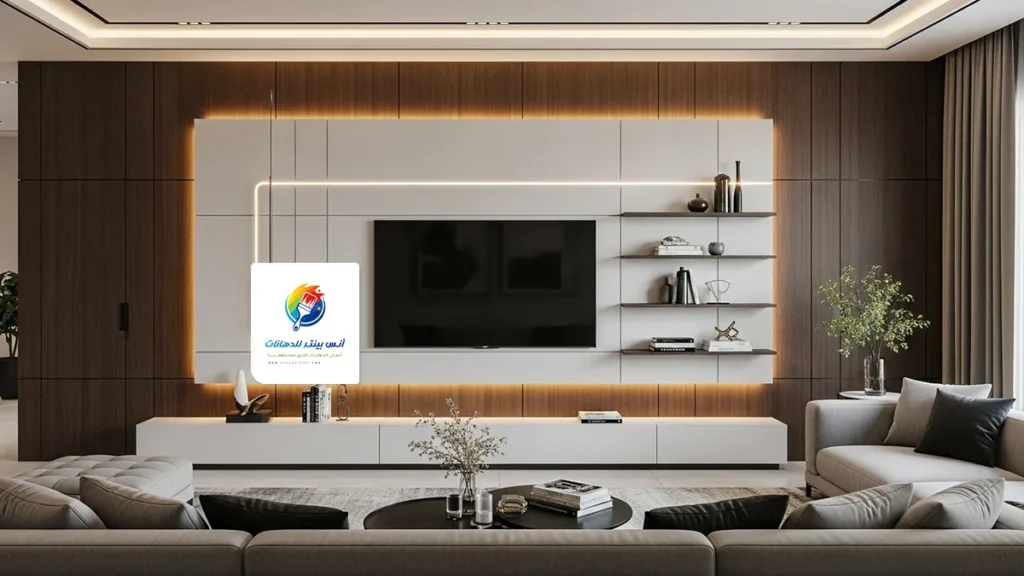 خلفية تلفزيون بديل الرخام والخشب